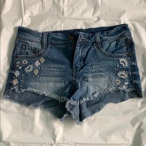 Embroidered Denim Shorts